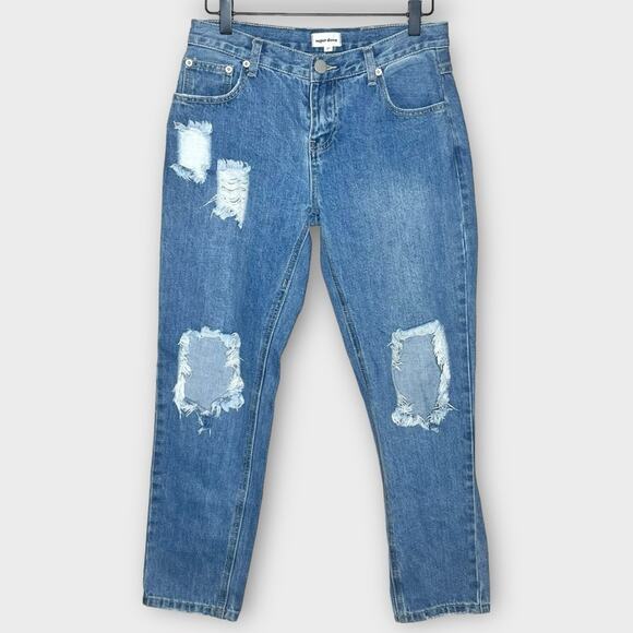 REVOLVE Superdown Angie Girlfriend Straight Leg Distressed Denim Jeans Size 27 - Picture 2 of 9